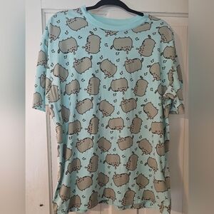 Pusheen Men's Light Blue Tshirt Size XL Birthday Hat Pusheen